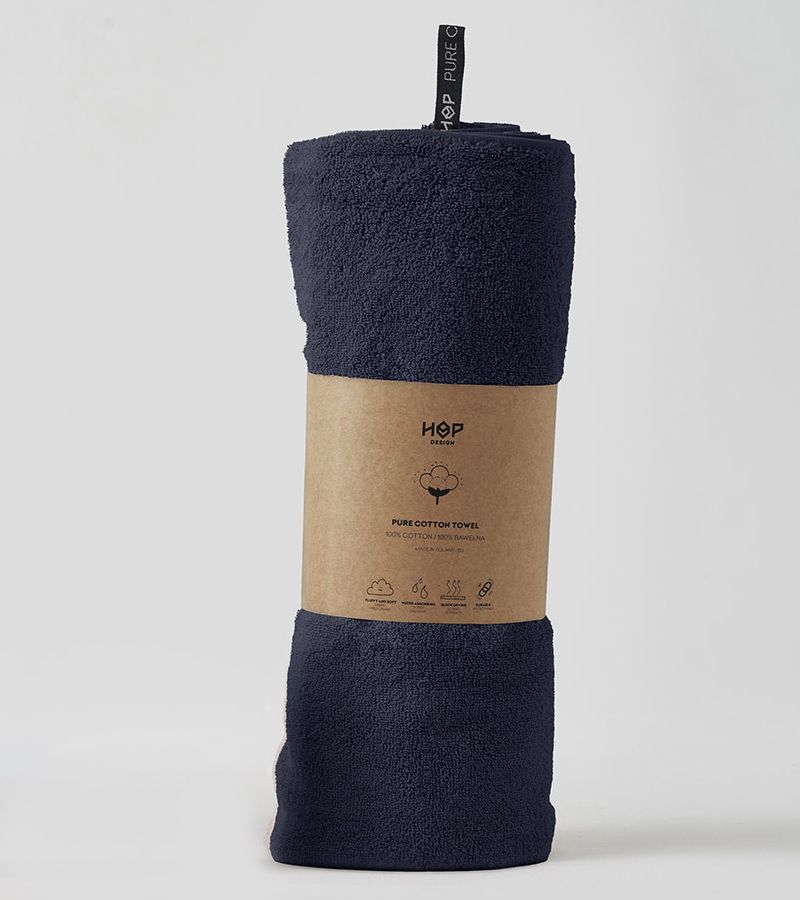 HOP DESIGN Ręcznik bawełniany HOP, Przygaszony Granat 90x150