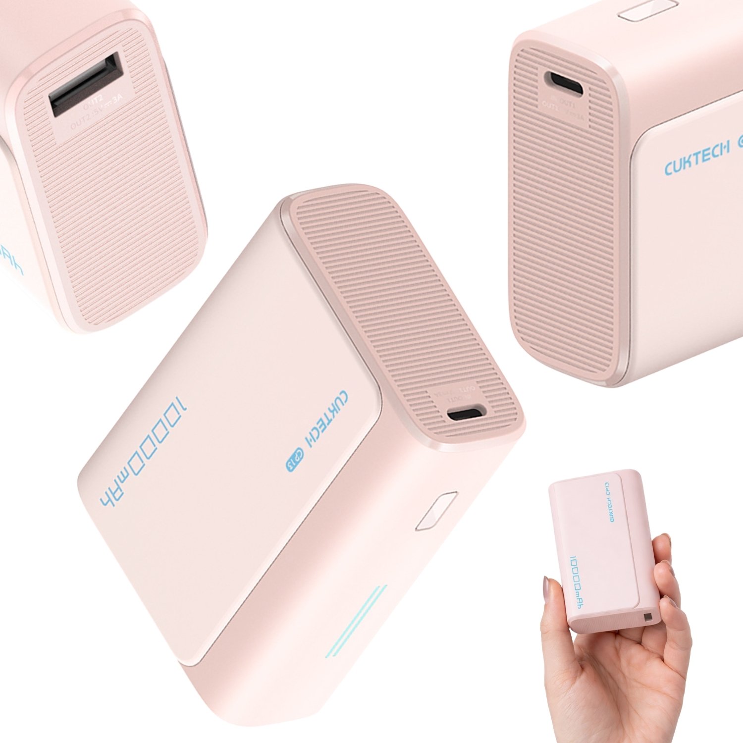 Powerbank Cuktech Powerbank Cuktech CP13 30W 10000mAh USB-C + USB-A - różowy