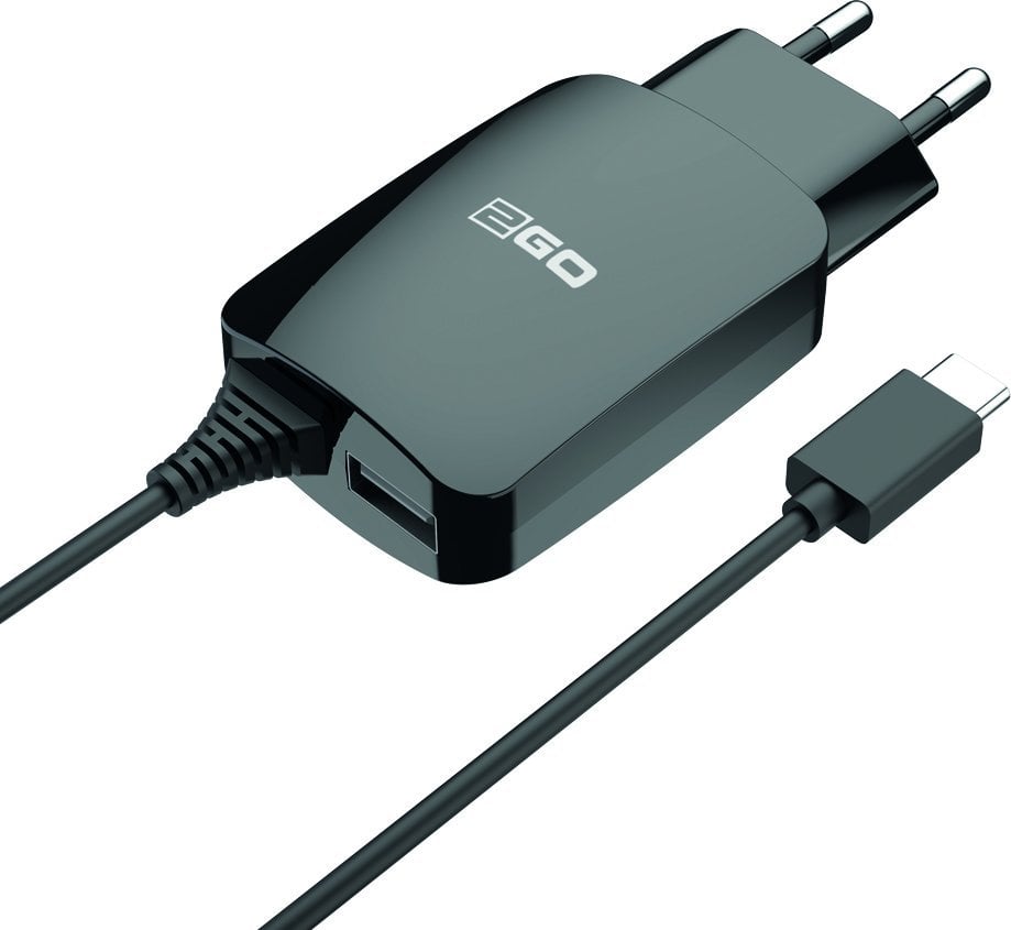 Ładowarka 2GO 2GO Ladegerät 12W USB-C + 1-Port 1x USB-A Kabel 1,4m schwarz