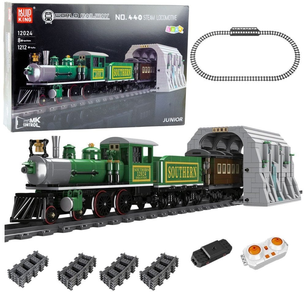LeanToys Klocki Konstrukcyjne Pociąg Parowy Zdalnie Sterowany RC Zielony 1212 el. LEAN Toys