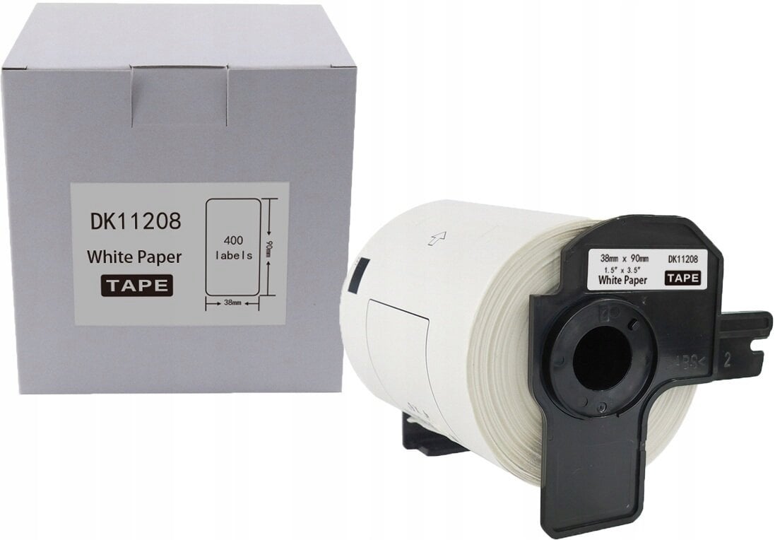 Etykieta BROTHER DK-11208 38mm x 90mm 400 sztuk na rolce, czarny na białym zam