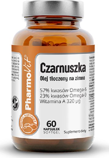 Pharmovit Czarnuszka Olej Tłoczony Na Zimno 60 Kaps. Softgel Pharmovit Kwasy Omega-6 Omega-9 Witamina A