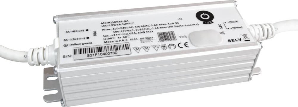 MPL Power MCHQ50V24-GA: zasilacz LED 24V/2.08A 50W CV, metal case, PFC, Universal AC input (max 305V...
