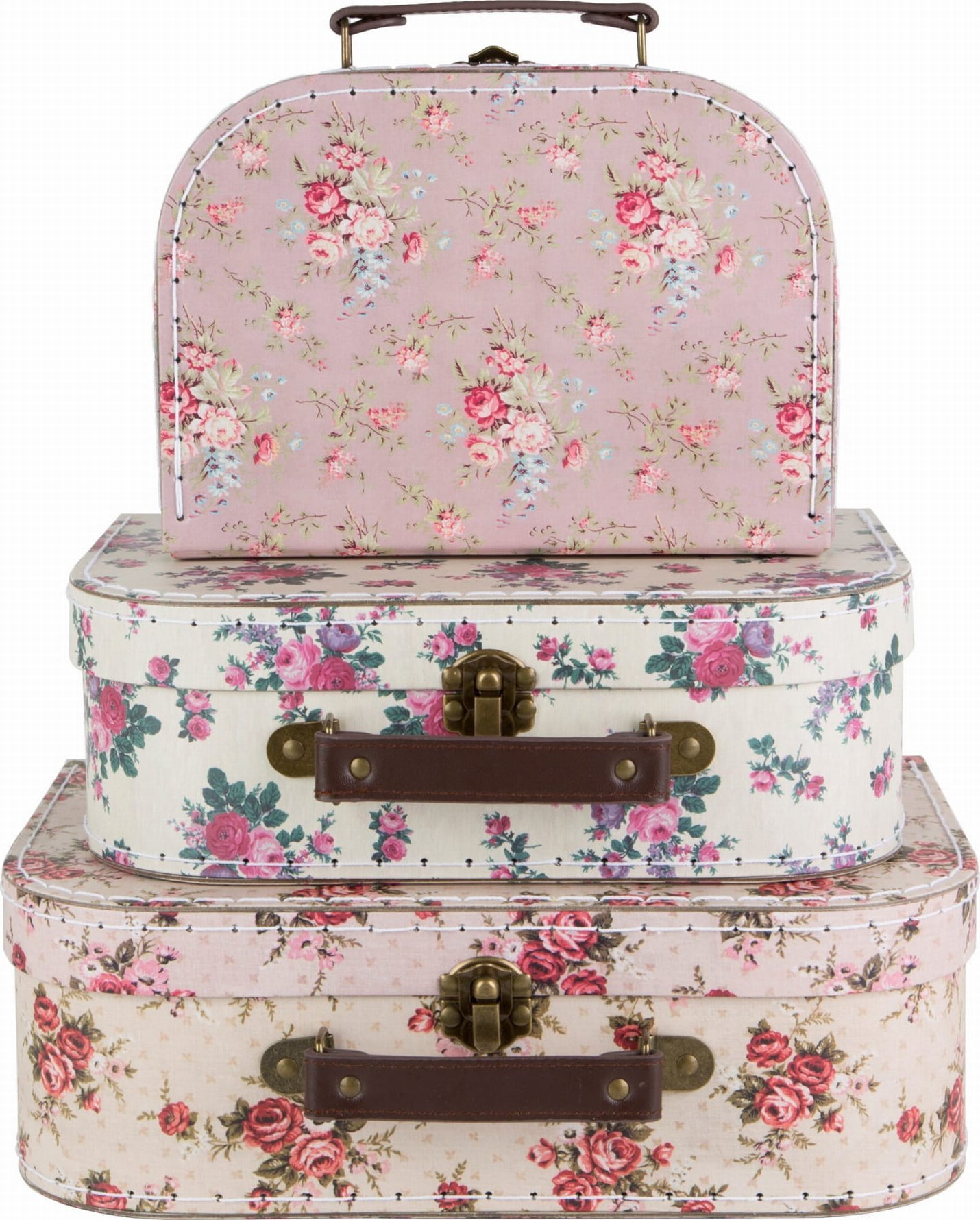 Sass & Belle RETRO W RÓŻYCZKI - Dekoracyjne walizeczki dziecięce 3 szt. Sass&Belle