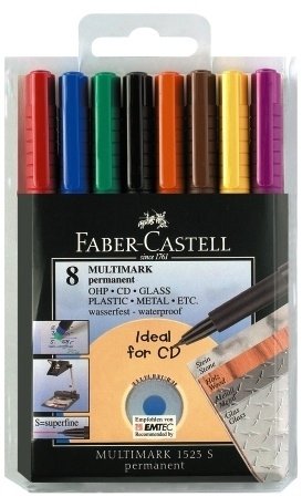 Faber-Castell FABER-CASTELL Permanent-Marker MULTIMARK S, etui 8 sztuk OHP-CD PLUS, grubość linii: c...