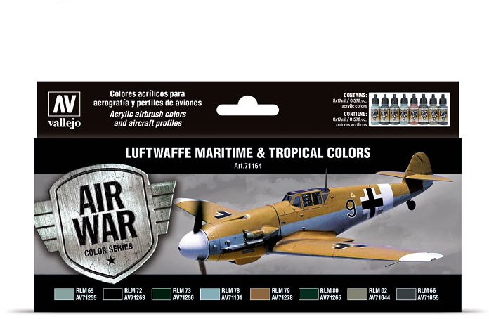 Vallejo Vallejo: 71.164 - Model Air - Air War - Luftwaffe Maritime & Tropical Colors (8x18 ml)