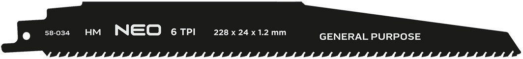 Neo Brzeszczot do piły szablastej, HM, 228 x 24 x 1.2 mm, 6TPI