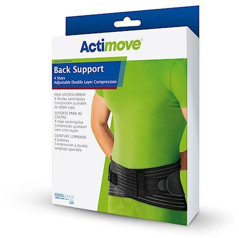 ACTIMOVE SE Orteza lędźwiowo-krzyżowa z 4 stalowymi unieruchomieniami i pasami dociągowymi rozm. L czarny (94cm - 104cm) (7554122) (k=12)
