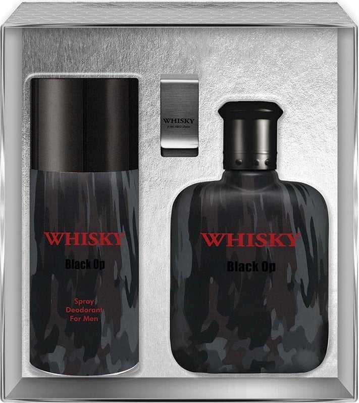 SET EVAFLOR Whisky Black Op EDT spray 100ml + EDT spray 20ml EDT + CLIP