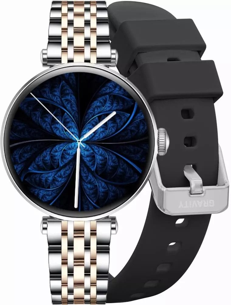 Smartwatch Gravity Smartwatch Srebrno-różowe złoto czarne 2 Paski GT26-5