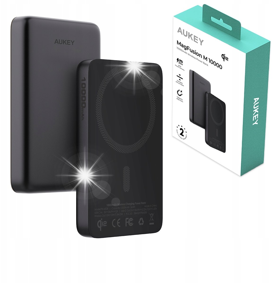 Powerbank Aukey Powerbank 10000 mAh QI2 ładowanie bezprzewodowe MagFusion AUKEY PB-MS08