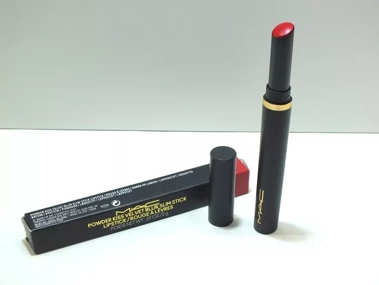 MAC Powder Kiss Velvet Blur Cream Lipstick 889 Ruby 2 g For Women