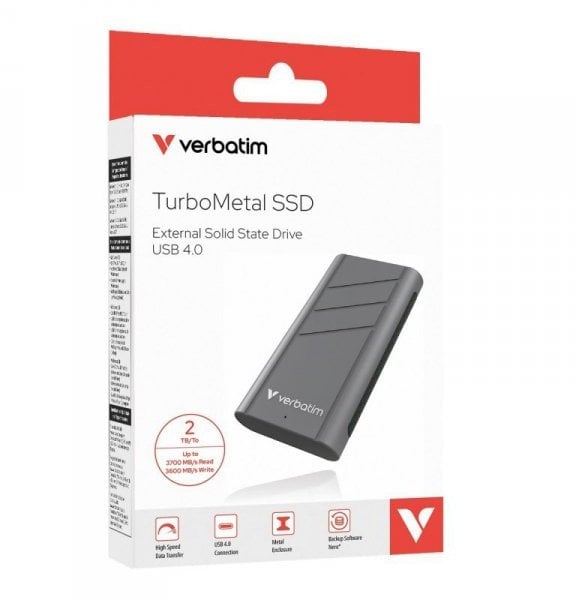 Dysk zewnętrzny SSD Verbatim TurboMetal USB4 2TB Szary (32022)
