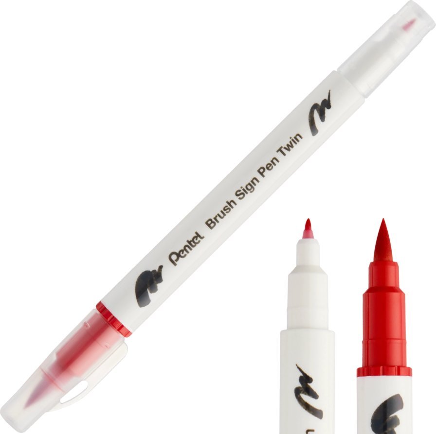 Pentel Pisak Brush Pentel Dwustronny Czerwony SESW30C-T102