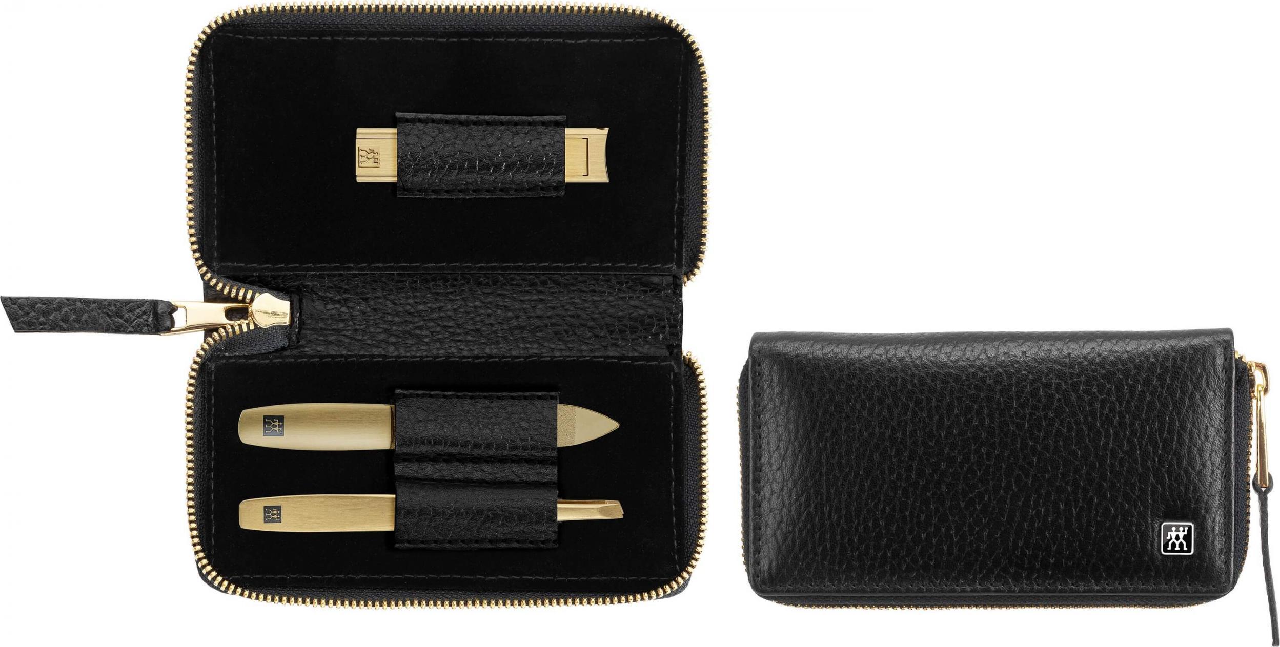 Zwilling Zestaw do manicure Zwilling Twinox Gold Edition czarne, skórzane etui, 3 elementy