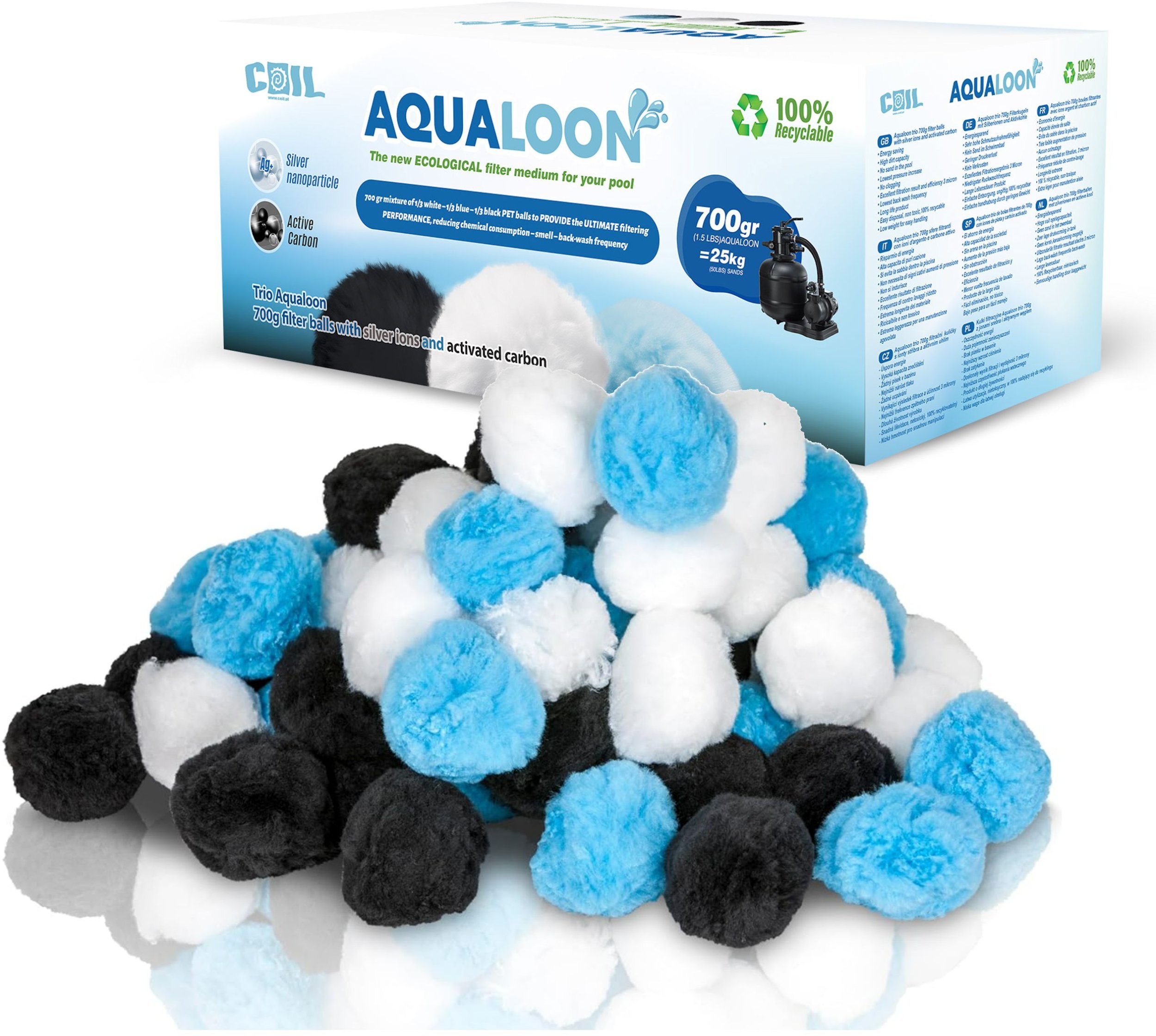 Coil kulki filtracyjne aqualoon trio do pompy piaskowej do basenu opakowanie 700g zastępuje 25kg pia...