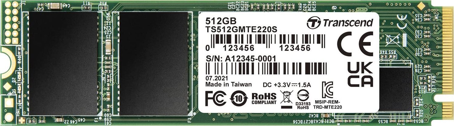 Dysk SSD Transcend 220S 512GB M.2 2280 PCI-E x4 Gen3 NVMe (TS512GMTE220S)