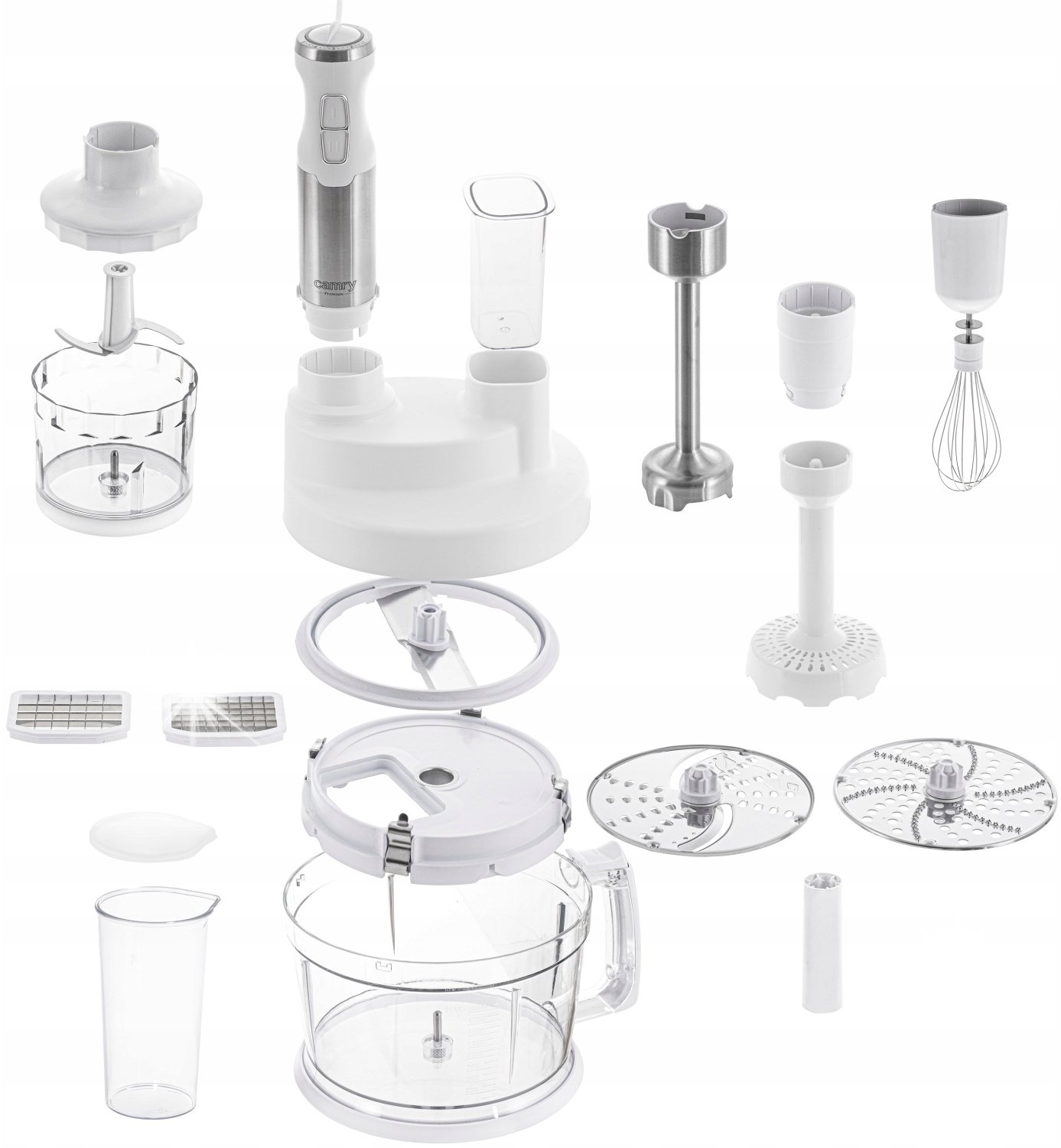 Blender Camry Blender ręczny WIELOFUNKCYJNY 1600W misa 2L funkcja Turbo Tarka krojenie