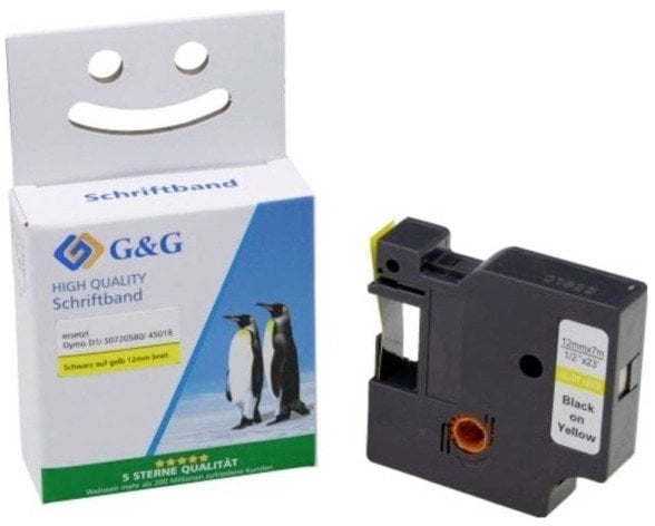 G&G Schriftband 12mm x 7m sw-gb Komp. m. Dymo D1/ 45018/ S072058