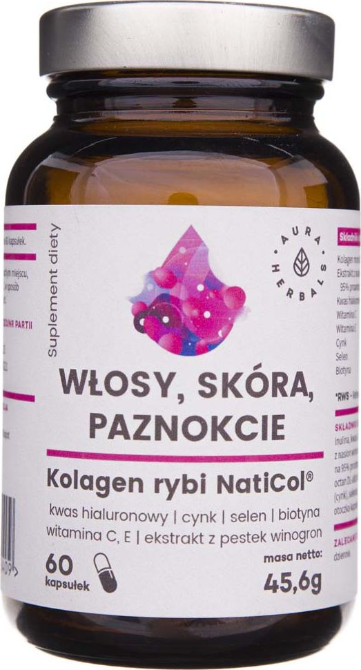 Aura Herbals Kolagen Rybi NatiCol Włosy Skóra Paznokcie 800 mg - 60 kapsułek