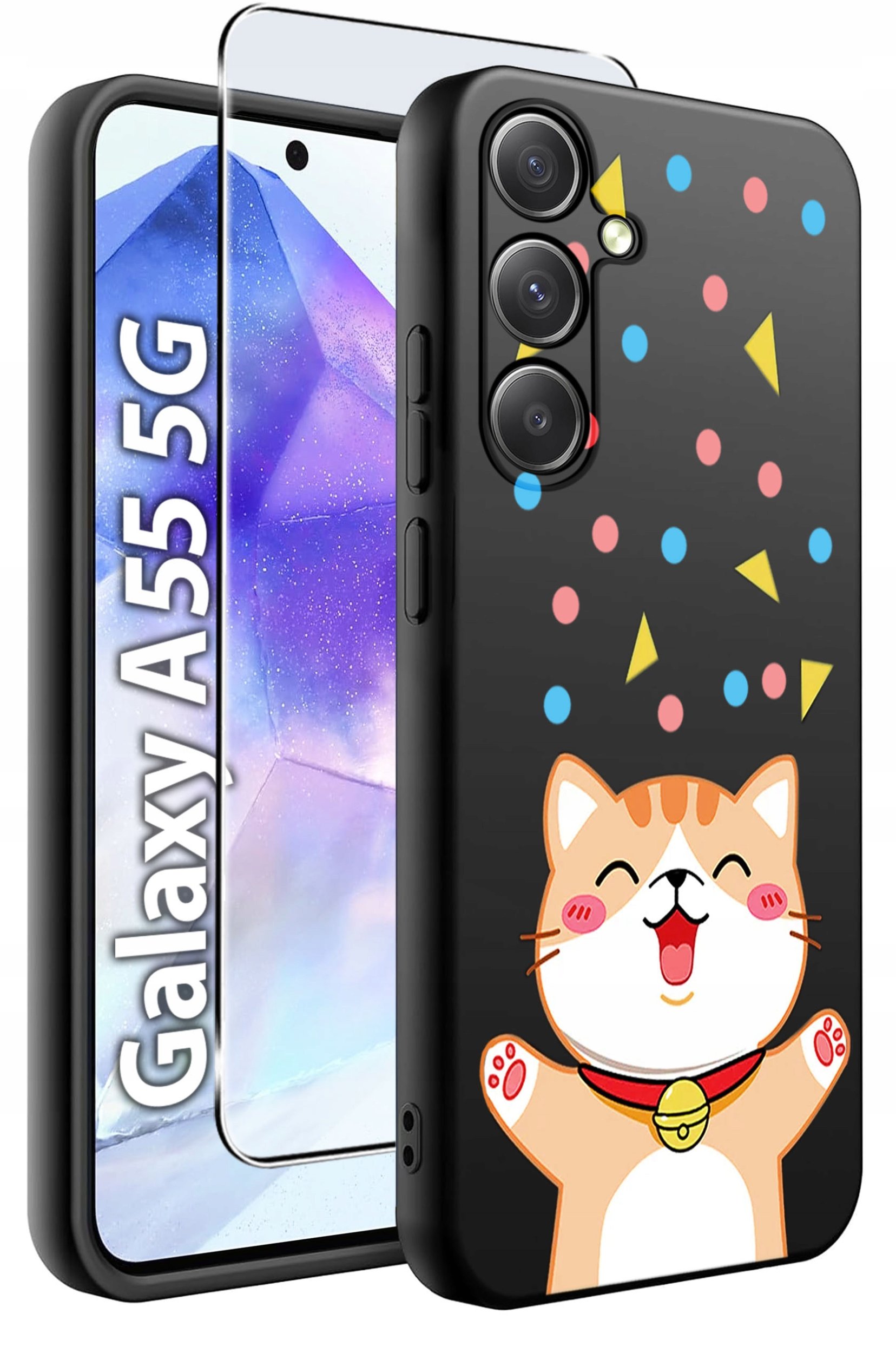 ETUI do Samsung A55 5G WZORY | SILIKONOWE MATT CASE + SZKŁO HARTOWANE 9H