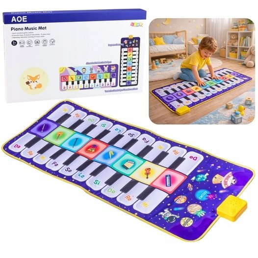 LeanToys Muzyczna Mata Edukacyjna Taneczna Interaktywna Pianinko Kosmos 120 x 48 cm