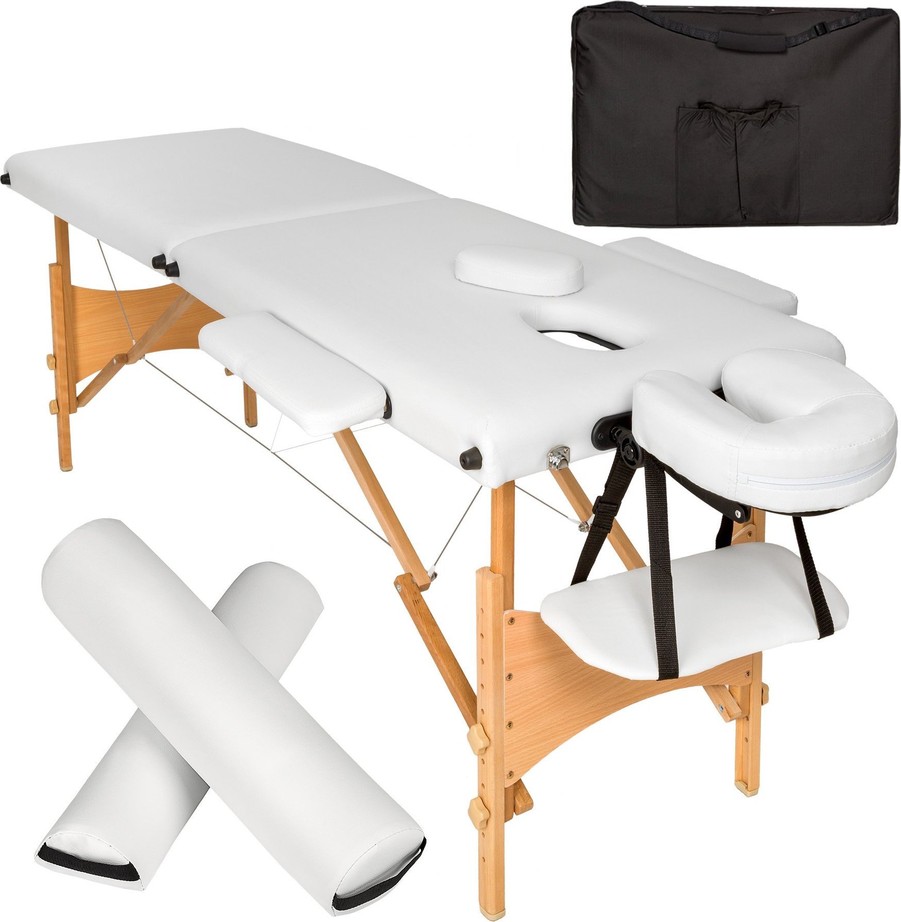 Фото - Масажний стіл Tectake 2-strefowy stół do masażu z tapicerką 5cm, drewnianą rama i zestaw 