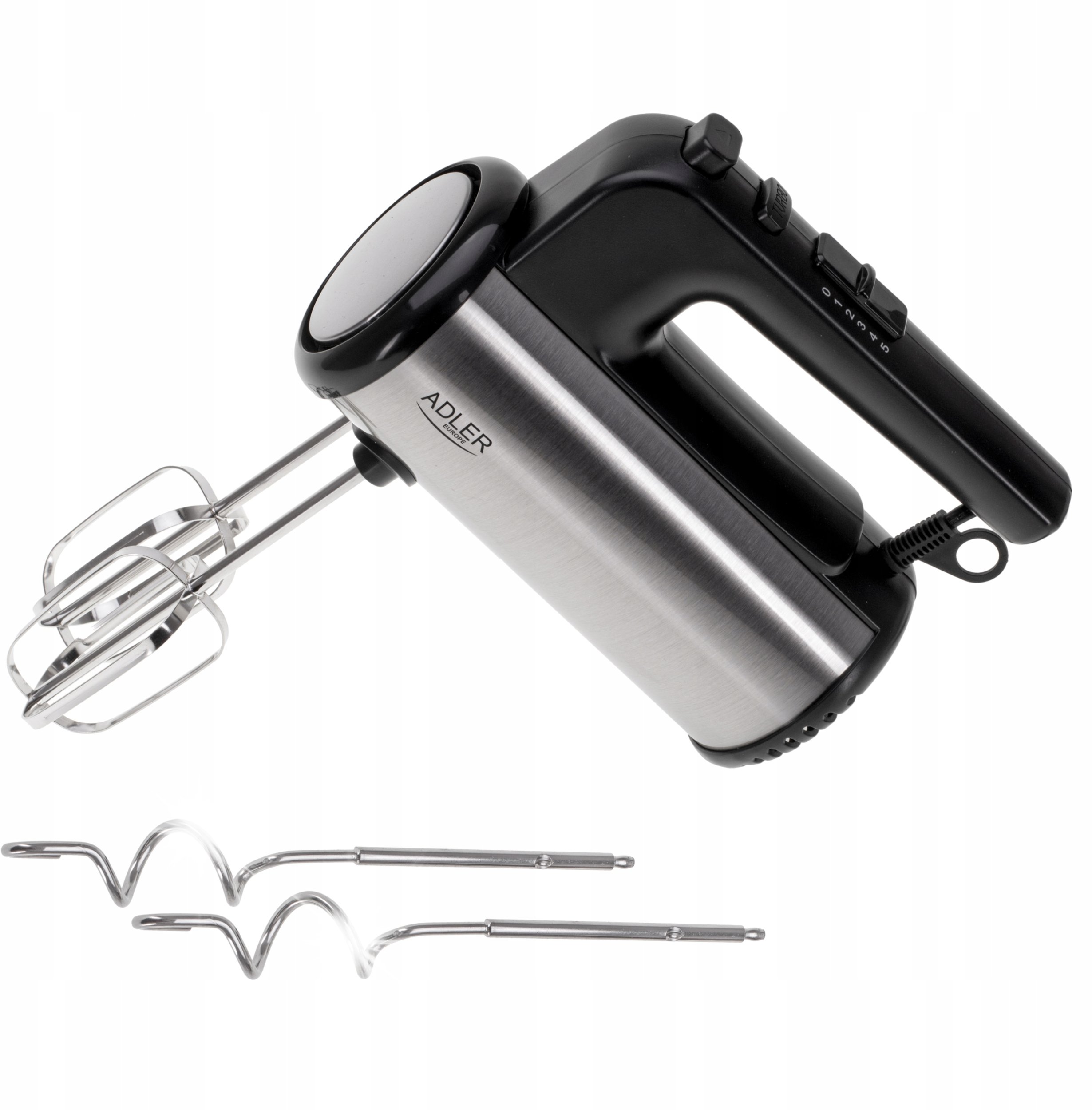 Mikser Adler Mocny Mikser ręczny kuchenny 900W 5 PRĘDKOŚCI + 4 KOŃCÓWKI Wolny start