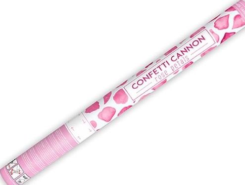 Party Deco Tuba strzelająca konfetti, płatki róż, różowe, 60 cm uniwersalny