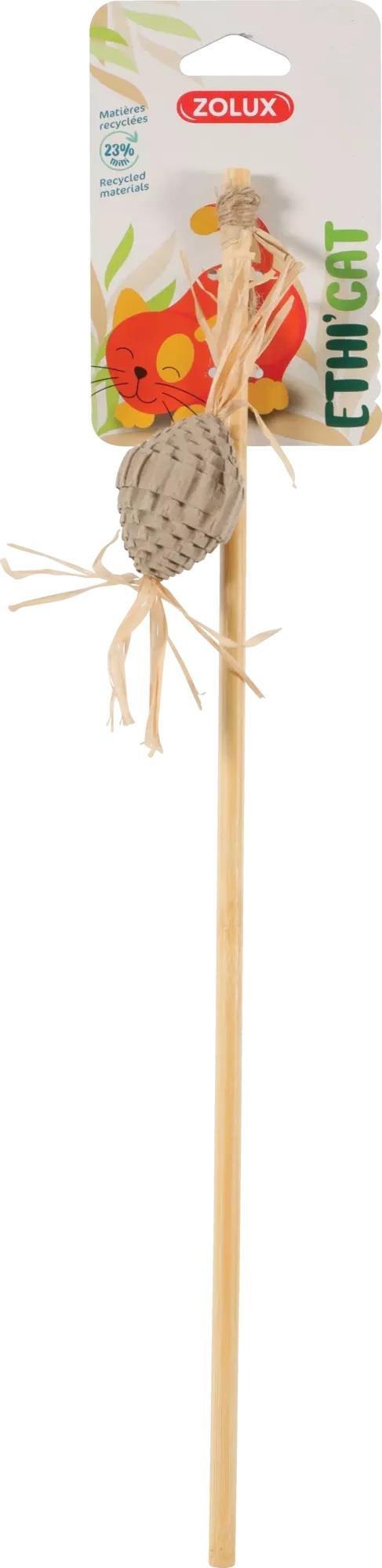 Zolux ZOLUX Zabawka dla kota ETHICAT wędka piłka z tektury i liście kukurydzy