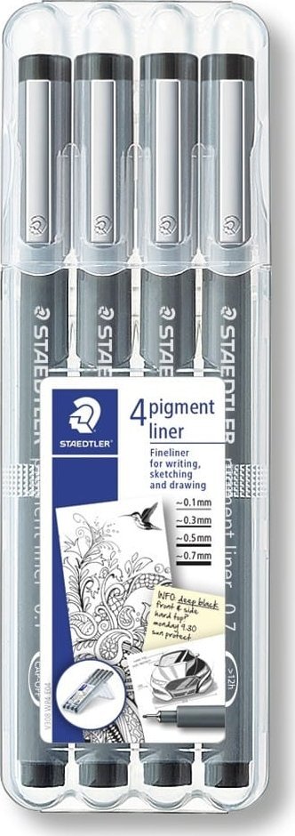 Staedtler Pisak z atramentem pigmentowym zestaw 4 szt. (0.1 0.3 0.5 0.7mm) Staedtler