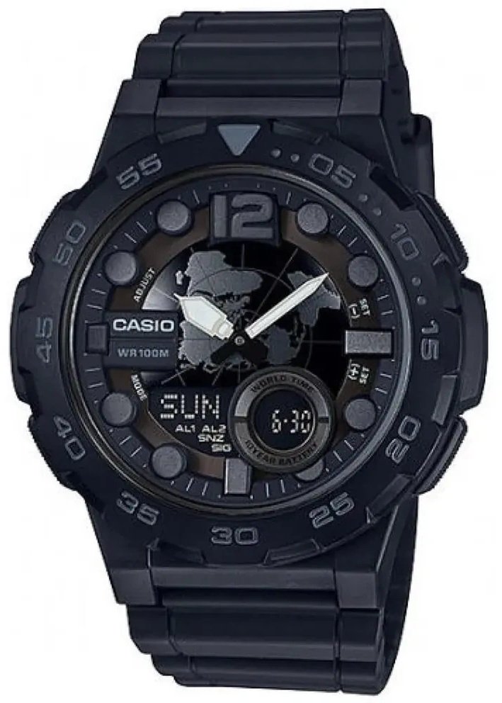 Zegarek Casio Męski AEQ-100W-1BV (zd070b) - World Time + Box NoSize