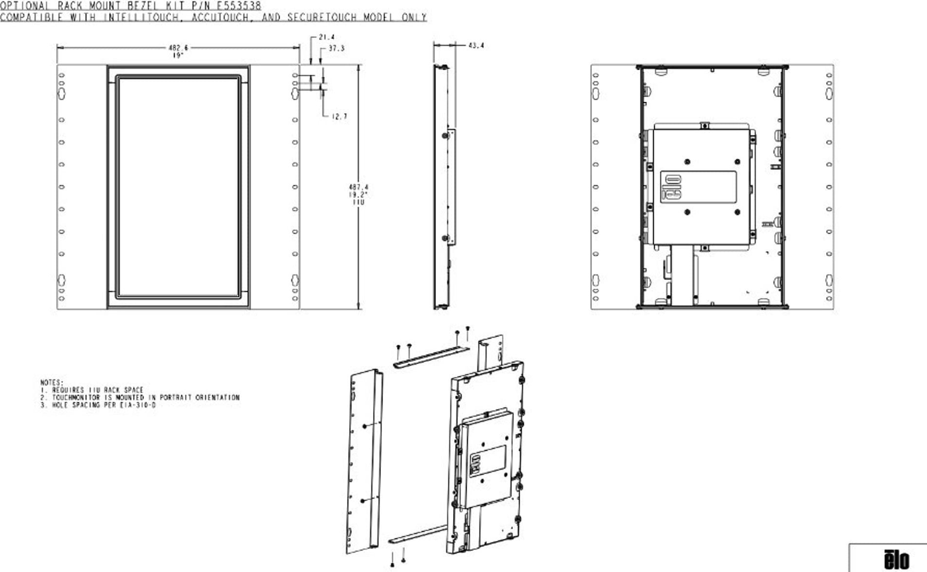 Фото - Стелаж / вітрина ELO Elotouch 2094L RACK-MOUNT BRACKET 