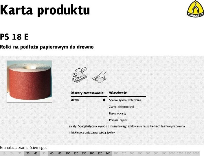 Klingspor Rolka na podłożu papierowym PS18E 150mm gr. 36 (30mb)