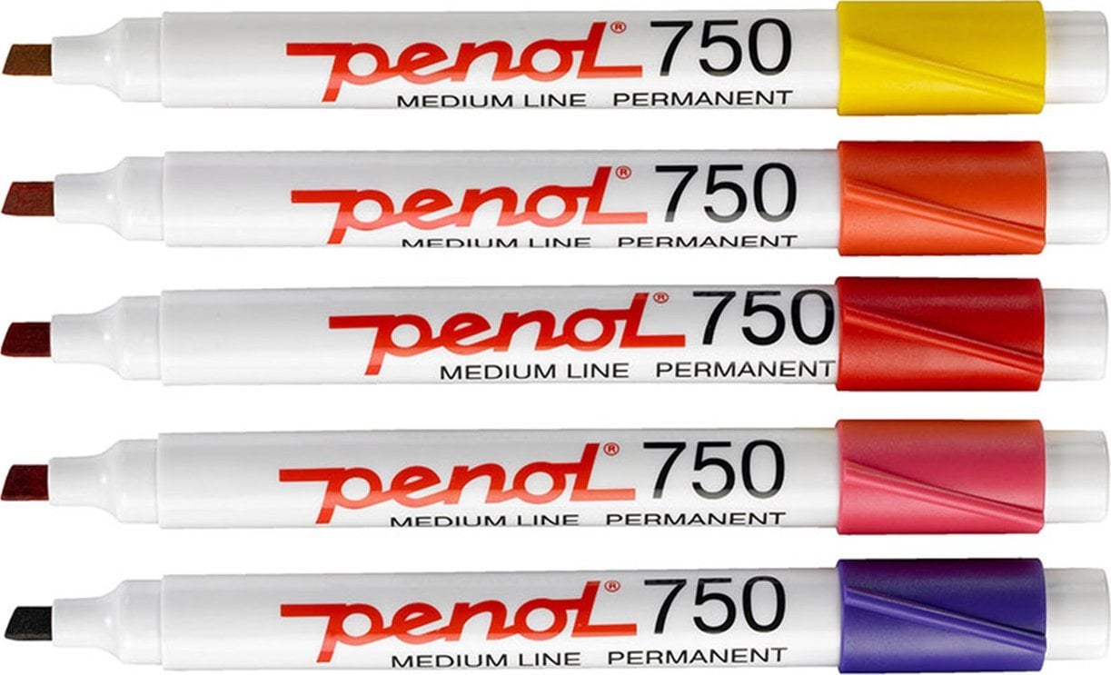 Pilot Penol 750, Black, Blue, Brown, Green, Light Blue, Orange, Pink, Purple, Red, Yellow, Chisel ti...