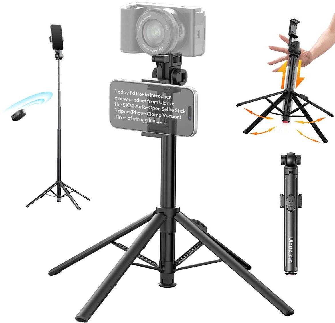 Statyw Ulanzi 18cm Sk32 3w1 Do Telefonu + Pilot 1/4" Uchwyt Teleprompter / Sk-32 (SB11997)
