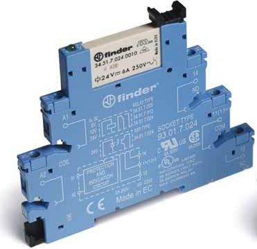 Finder Przekaźnikowy moduł sprzęgający 1P 6A 220 - 240V AC / DC 6,2mm styki AgNi (38.51.0.240.0060)
