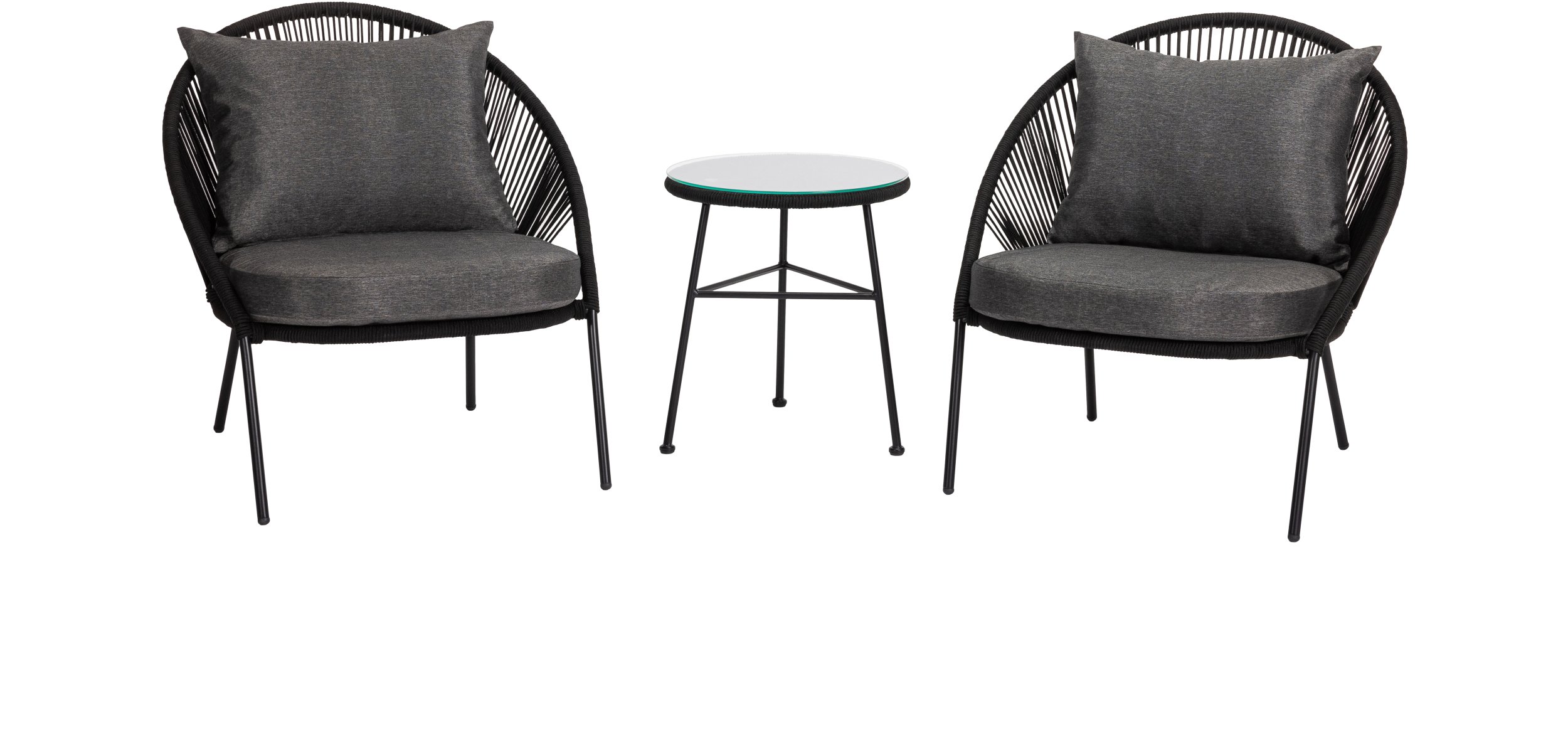 OUTDOOR FURNITURE SET BLACK 2 SEAT