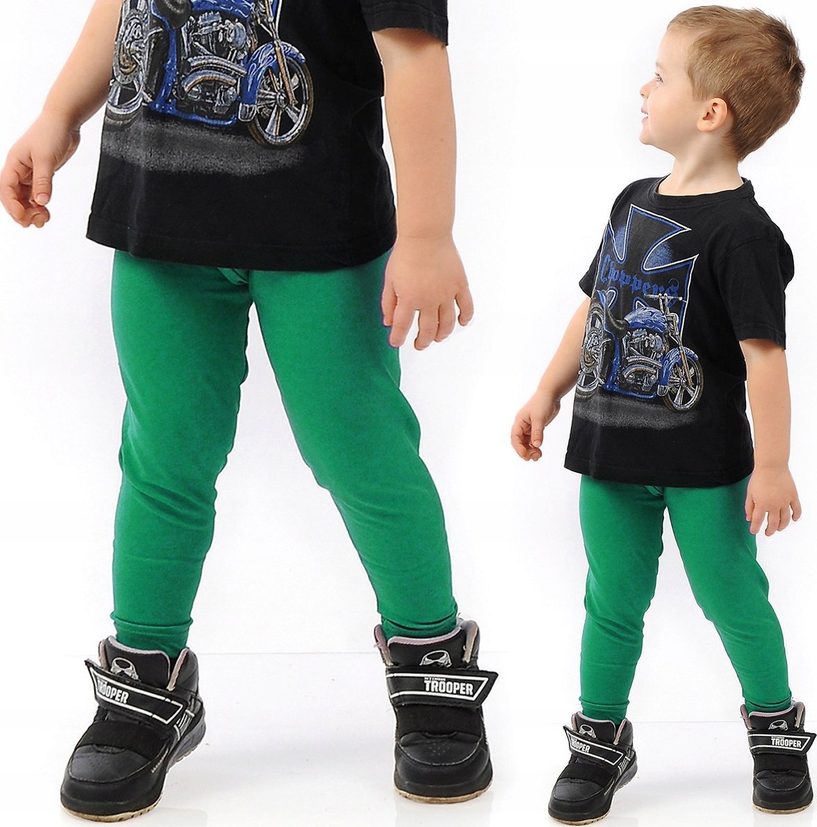 Getry chłopięce Długie legginsy Spodnie Zielone 152