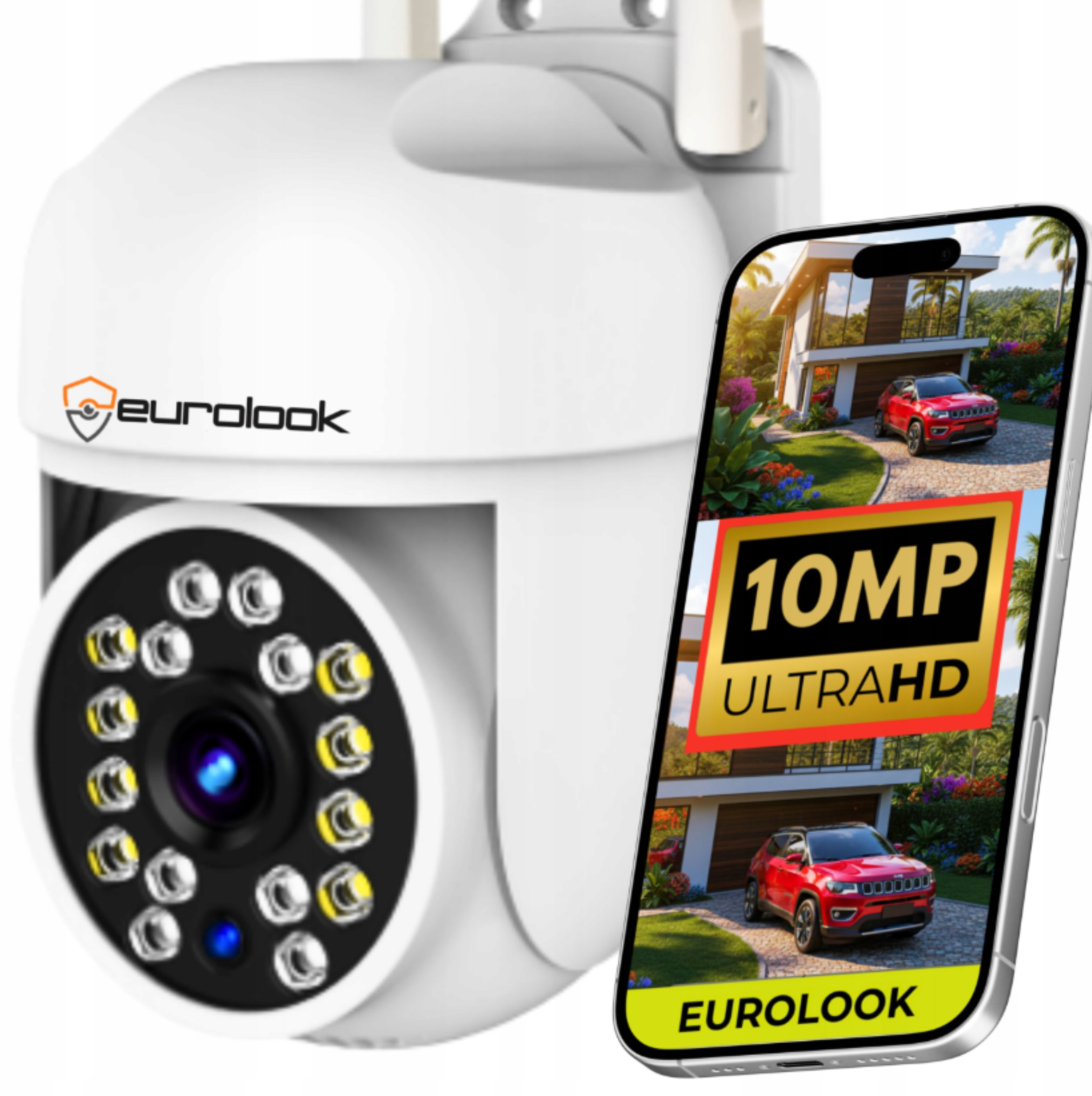 ZEWNĘTRZNA KAMERA IP WIFI OBROTOWA 10MP 4K ULTRA HD ŚLEDZENIE ZOOM MIKROFON