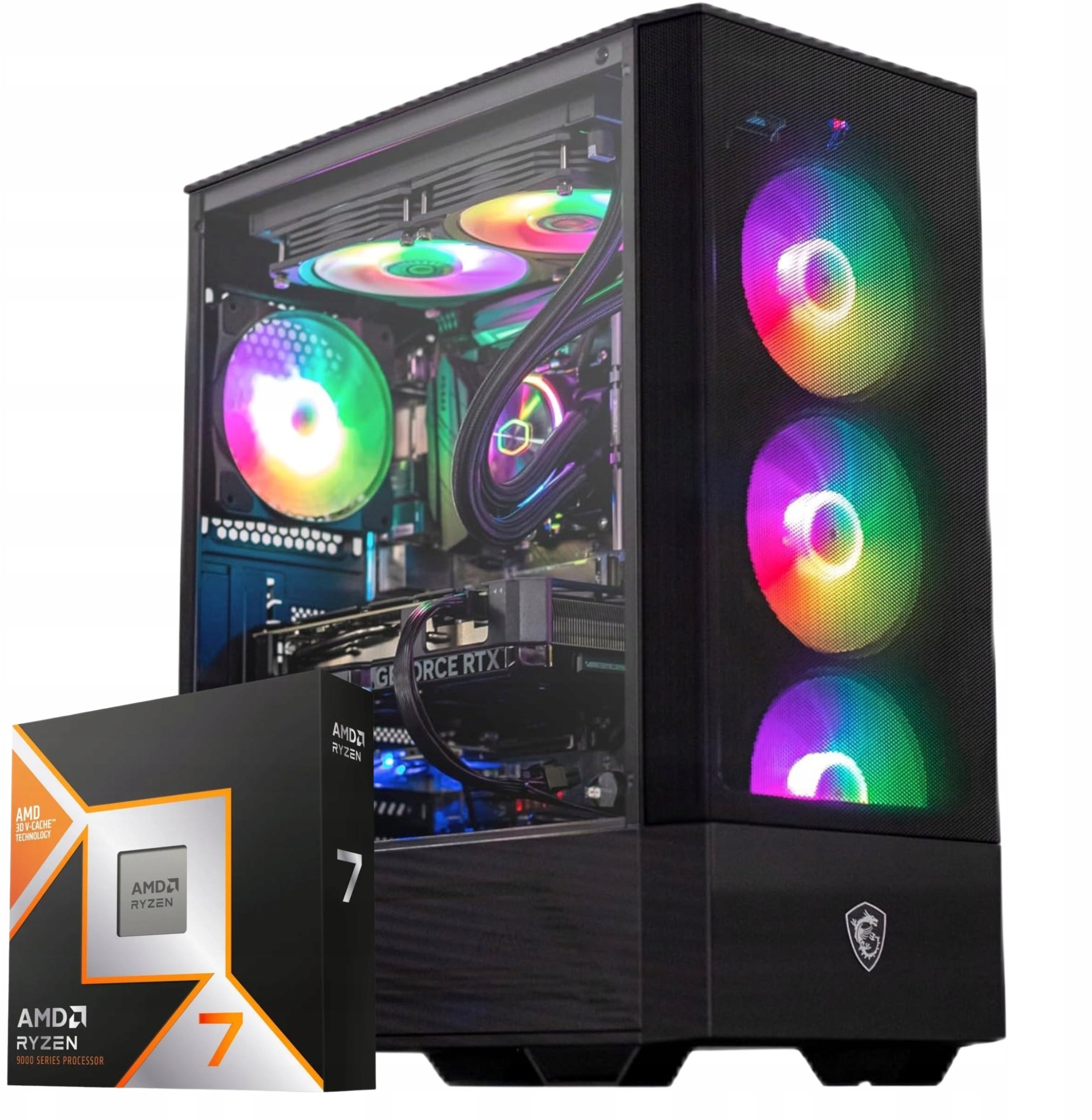 Komputer Komfig Ryzen 7 9800X3D, 32 GB, Radeon RX 7800 XT, 2 TB M.2 PCIe Windows 11 Pro