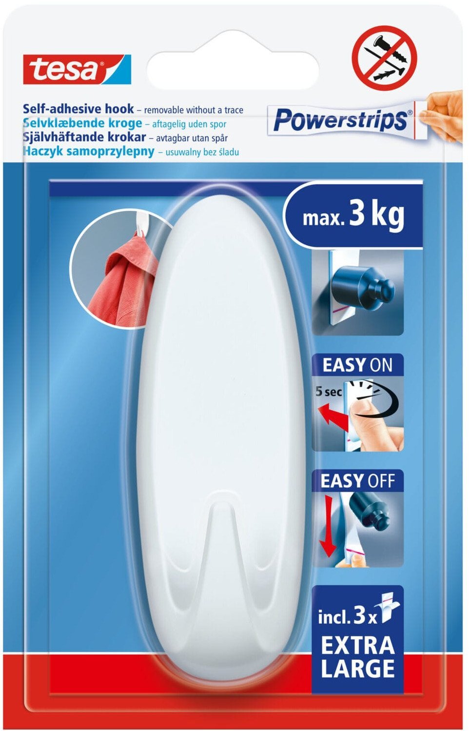 Tesa HACZYKI SAMOPRZYLEP.POWERSTRIPS 1 SZT.OWALNY DUŻY BIAŁY
