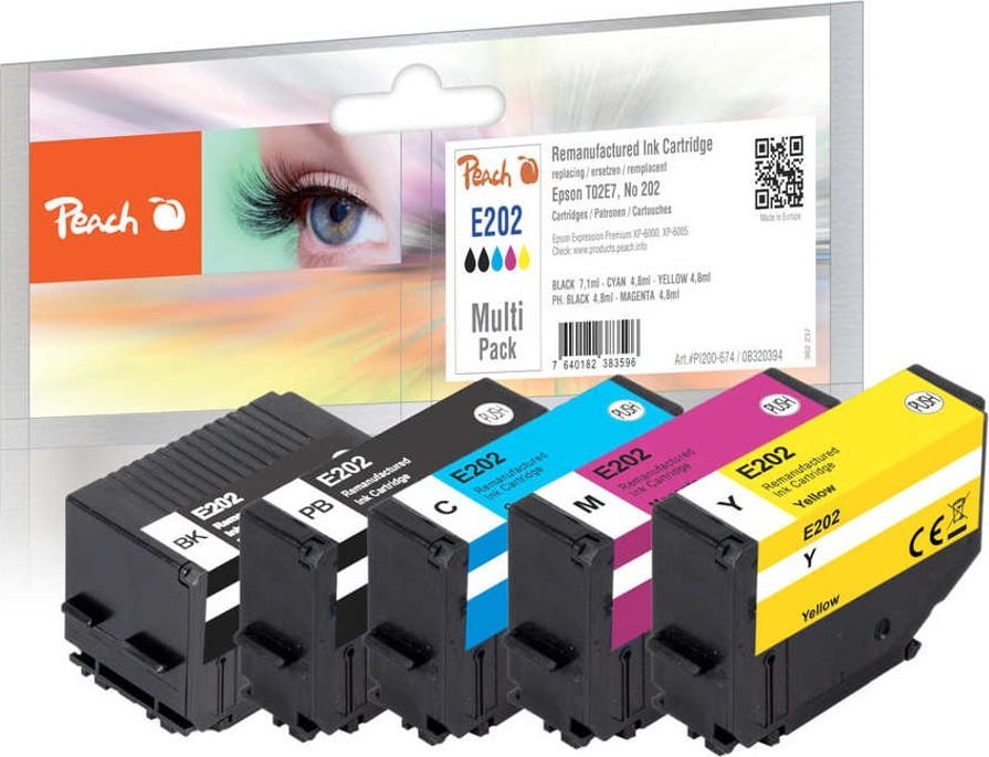 Triton Peach PI200-674 nabój z tuszem 5 szt. Zamiennik Standardowa wydajność Czarny, Cyjan, Purpurowy, Żółty
