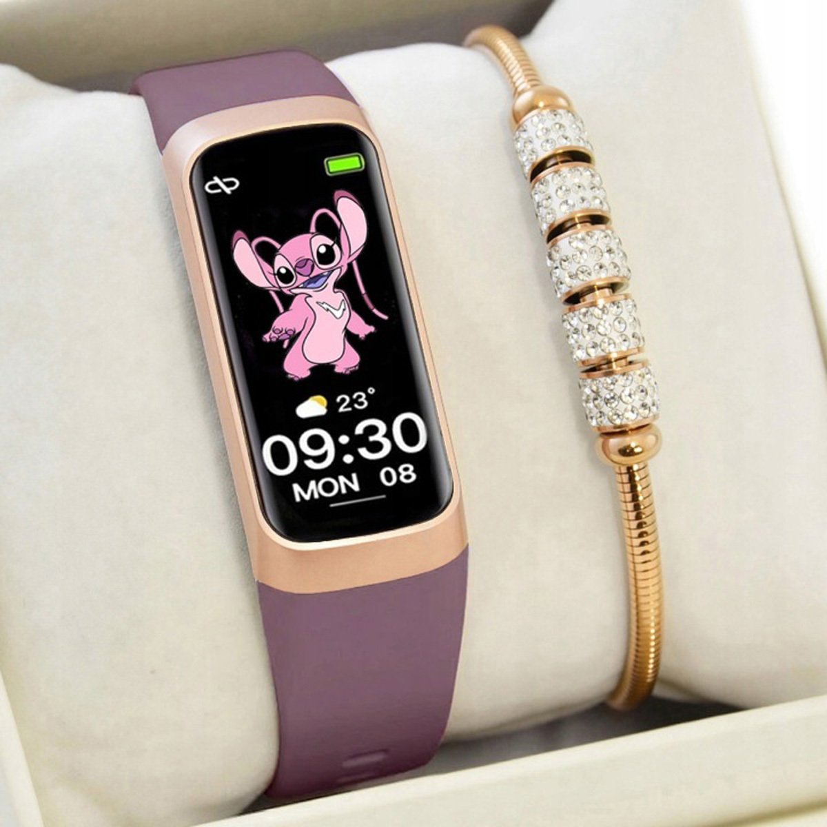 Smartband Rubicon Zestaw dziecięcy Smartwatch SMARTBAND Rubicon RNCF05 wrzosowy + bransoletka