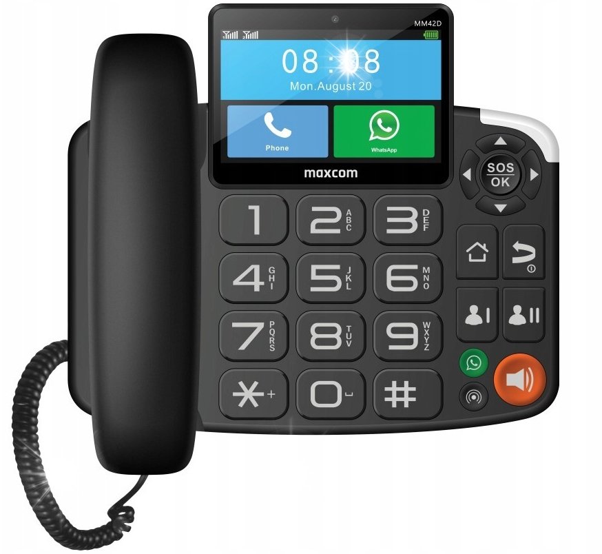 Telefon stacjonarny Maxcom Telefon stacjonarny z GSM na kartę SIM Maxcom Comfort MM42D SE SOS WhatsApp