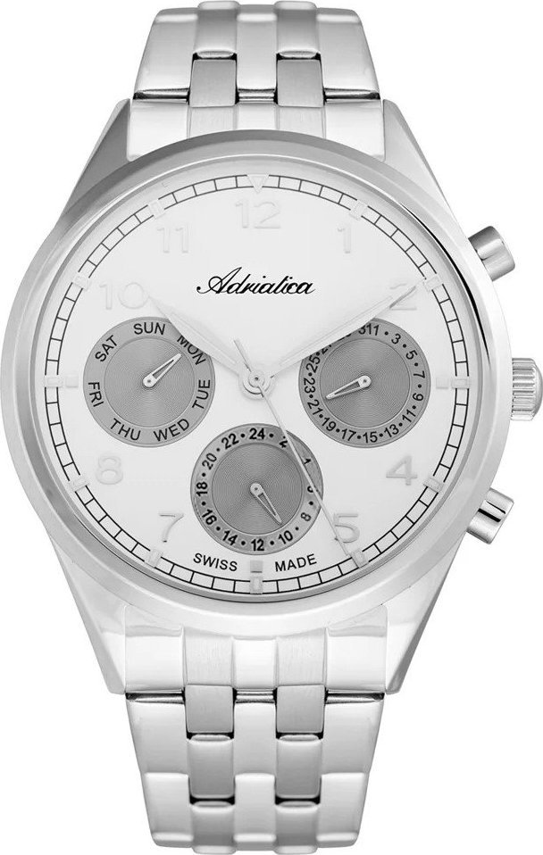 Zegarek Adriatica Zegarek Męski Adriatica na bransolecie A8259.5123QF - Multifunction Swiss Made