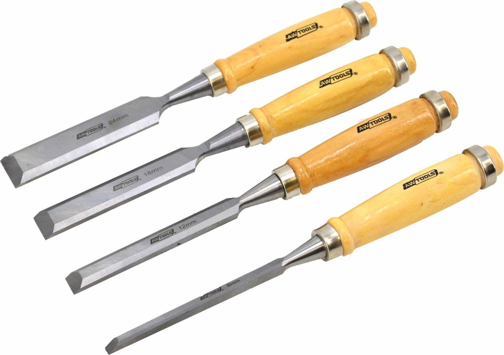 AWTools AWTOOLS ZESTAW DŁUT Z DREWNIANYMI UCHWYTAMI 4 SZTUKI 6/12/18/24 MM