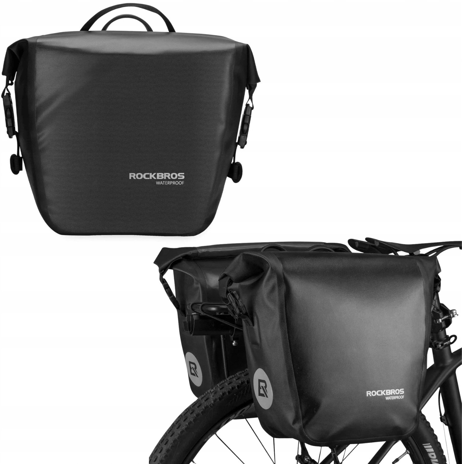 RockBros Sakwa rowerowa Rockbros AS-003-1BK wodoodporna z paskiem na ramię montaż przód/tył 10-14l -...