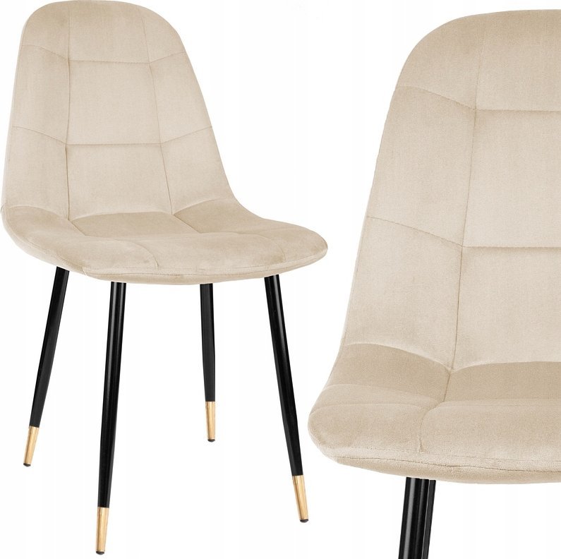 Szchara KRZESŁO SKANDYNAWSKIE PIKOWANE DO JADALNI SALONU beżowe