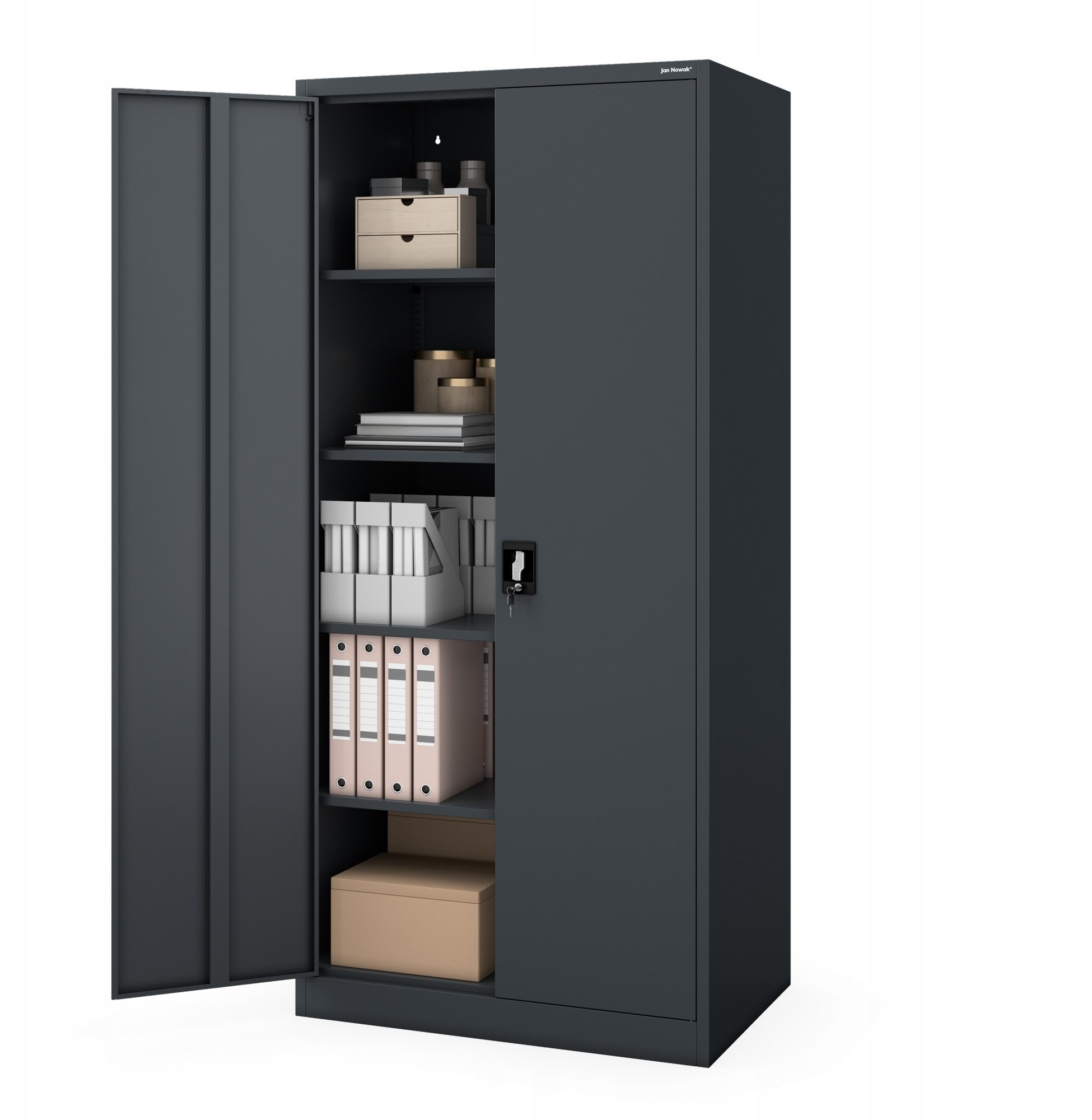 Szafa na dokumenty zamykana antracytowa JAN H D600 900 x 1950 x 600 mm